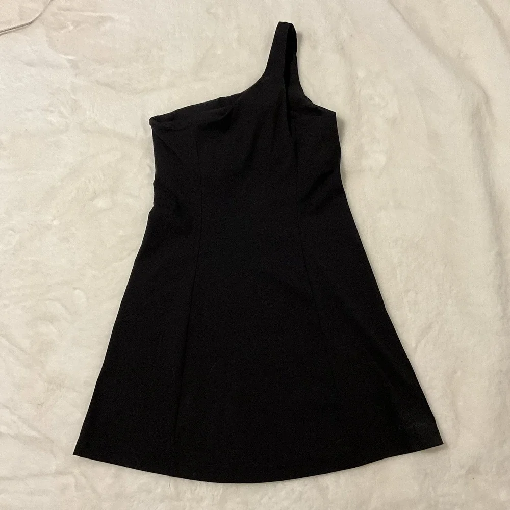Outdoor Voices Womens One Shoulder Dress Black Activewear Size Small Athletic - Picture 3 of 6